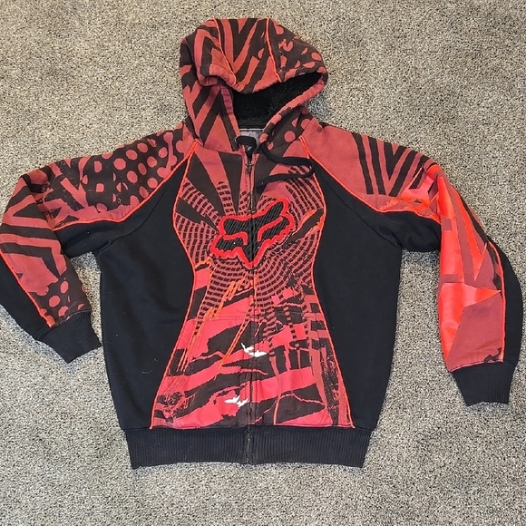 Sasquatch Vendida Mens Red& Black Graphic Hoodie Zip Full Sz Large - Picture 1 of 9